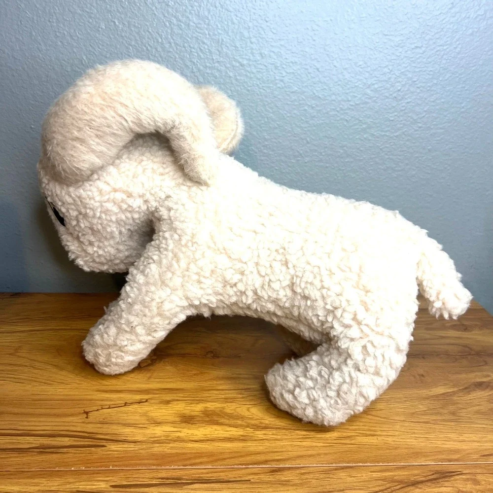 Vintage Ram Mountain Goat Plush Off White Sherpa Stuffed Animal